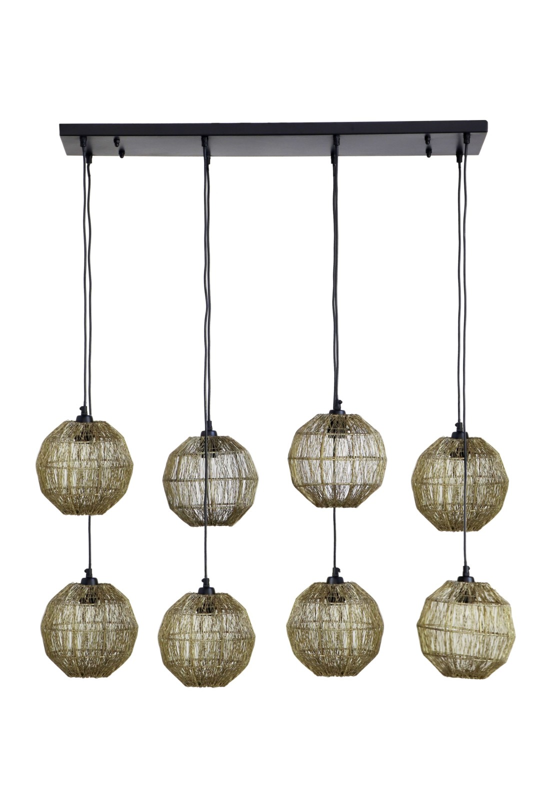 Pendelleuchte - messingfarben-schwarz - 140 cm - 8-flammig