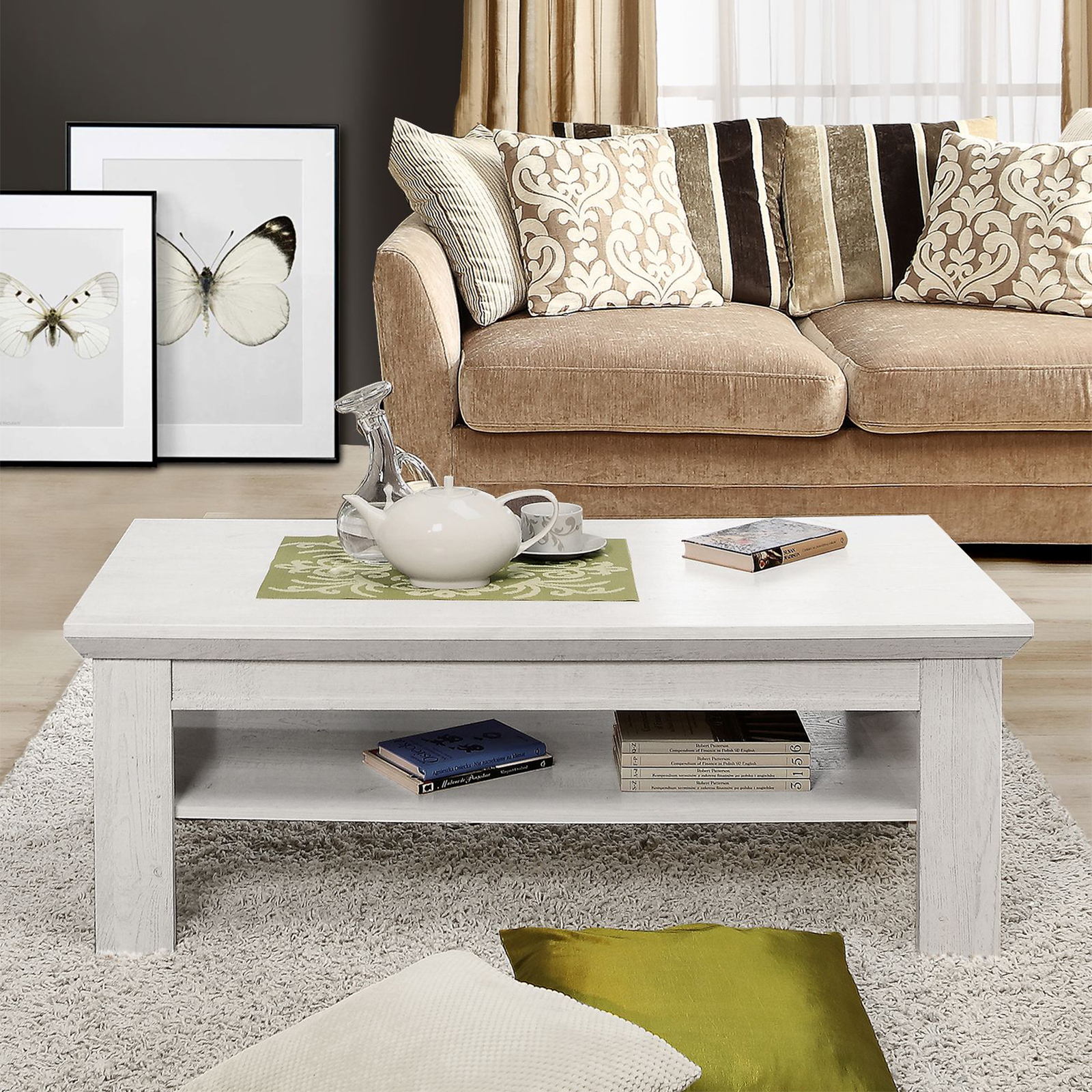 Couchtisch - Pinie weiß - 120 cm breit