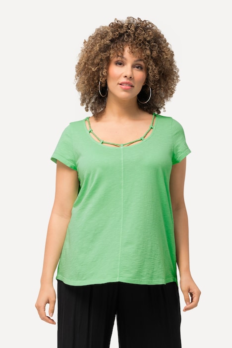 T-Shirt, Kordel, A-Linie, Rundhals, Halbarm