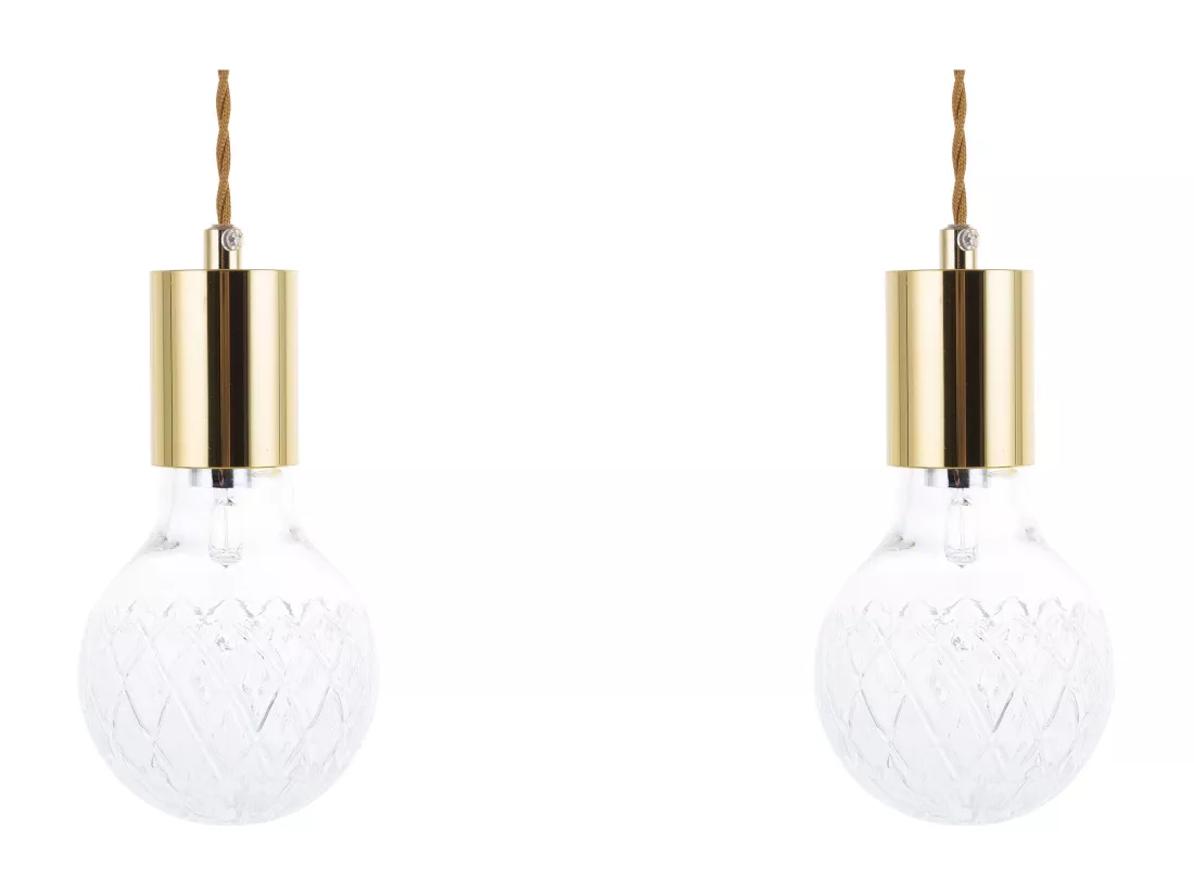 Lot de 2 lampes suspendues ANZA Verre Doré