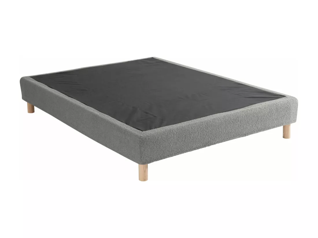 Cache-sommier bouclette intégral gris foncé 180x200 - Boucletta