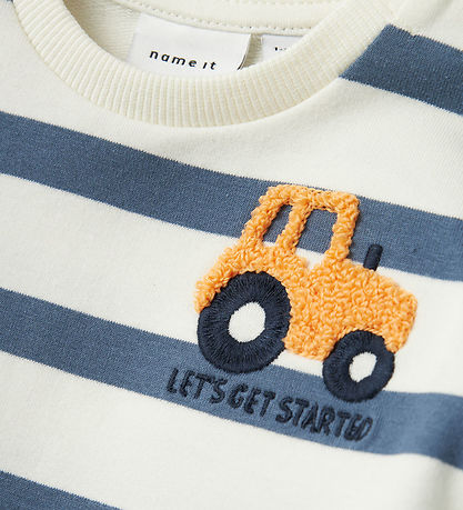 Name It Sweatshirt - NbmBevo - China Blue m. Streifen/Traktor