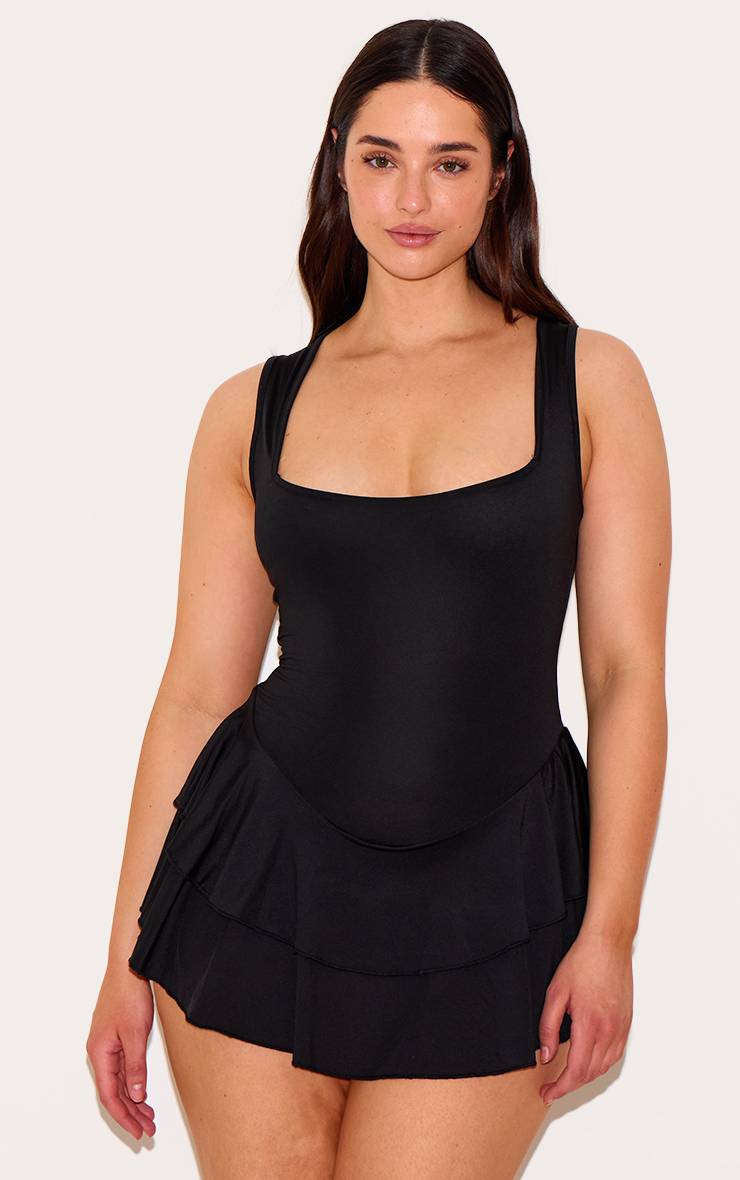 Noir Combi-short À Volants Ajustée