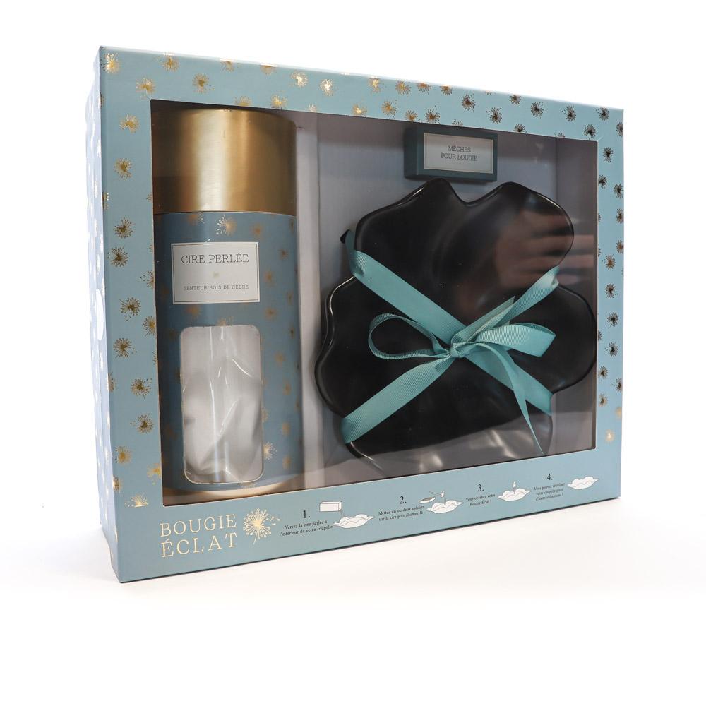 Stella Green Set Coupelle Feuille et Cire Perle Bois De Cèdre