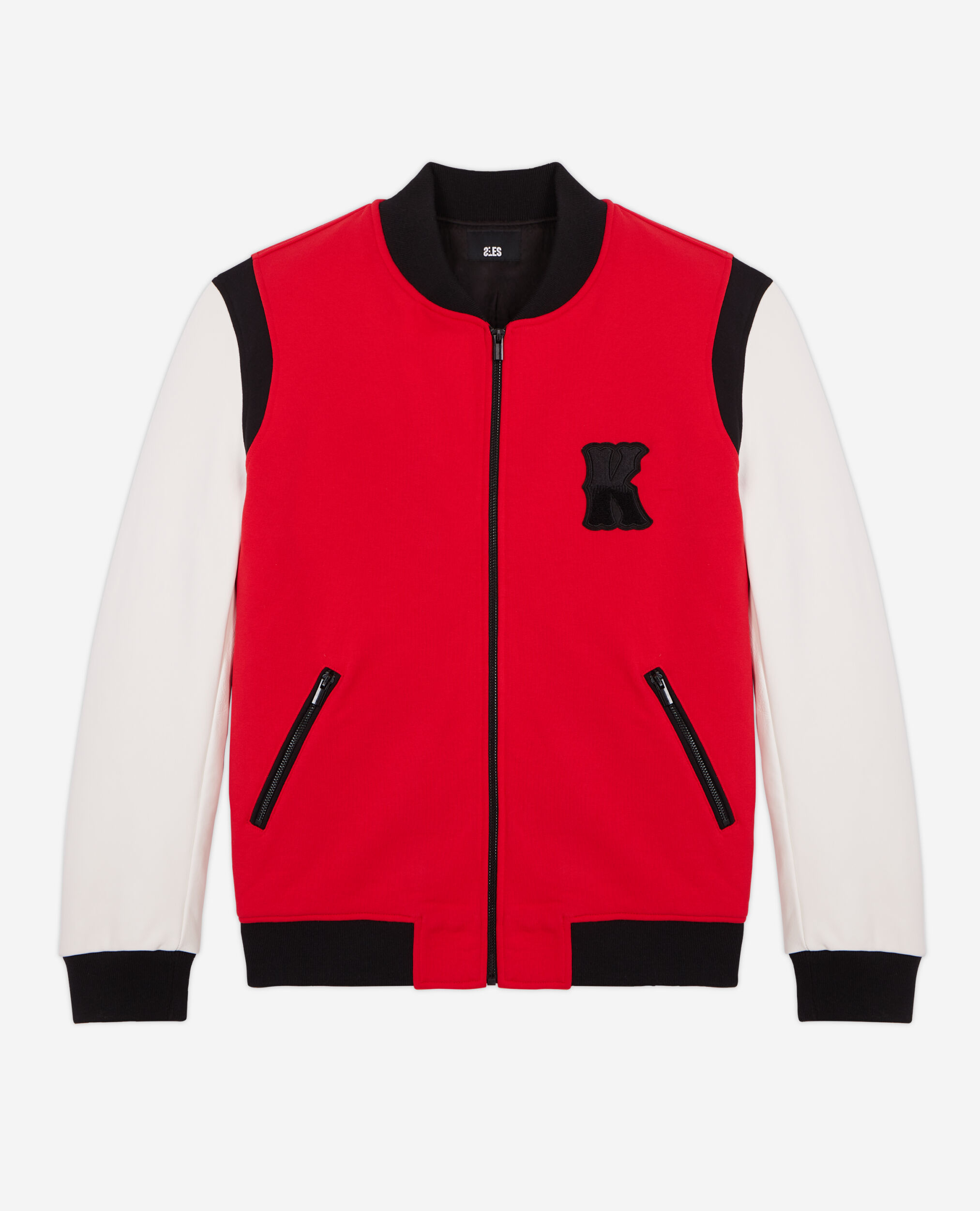 Blouson avec cuir et broderies