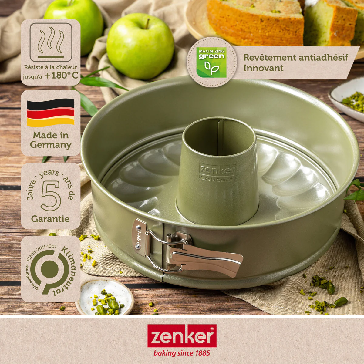 Moule à manqué et à savarin double fond 26 cm Green Vision Zenker