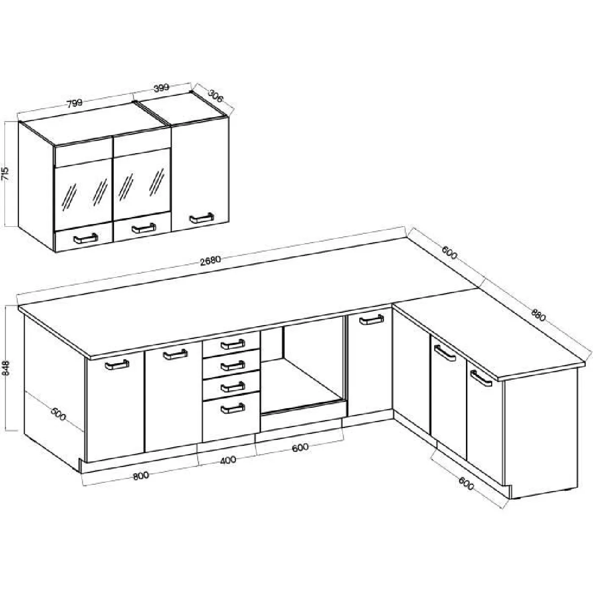 ATLAS Cuisine d'angle blanche