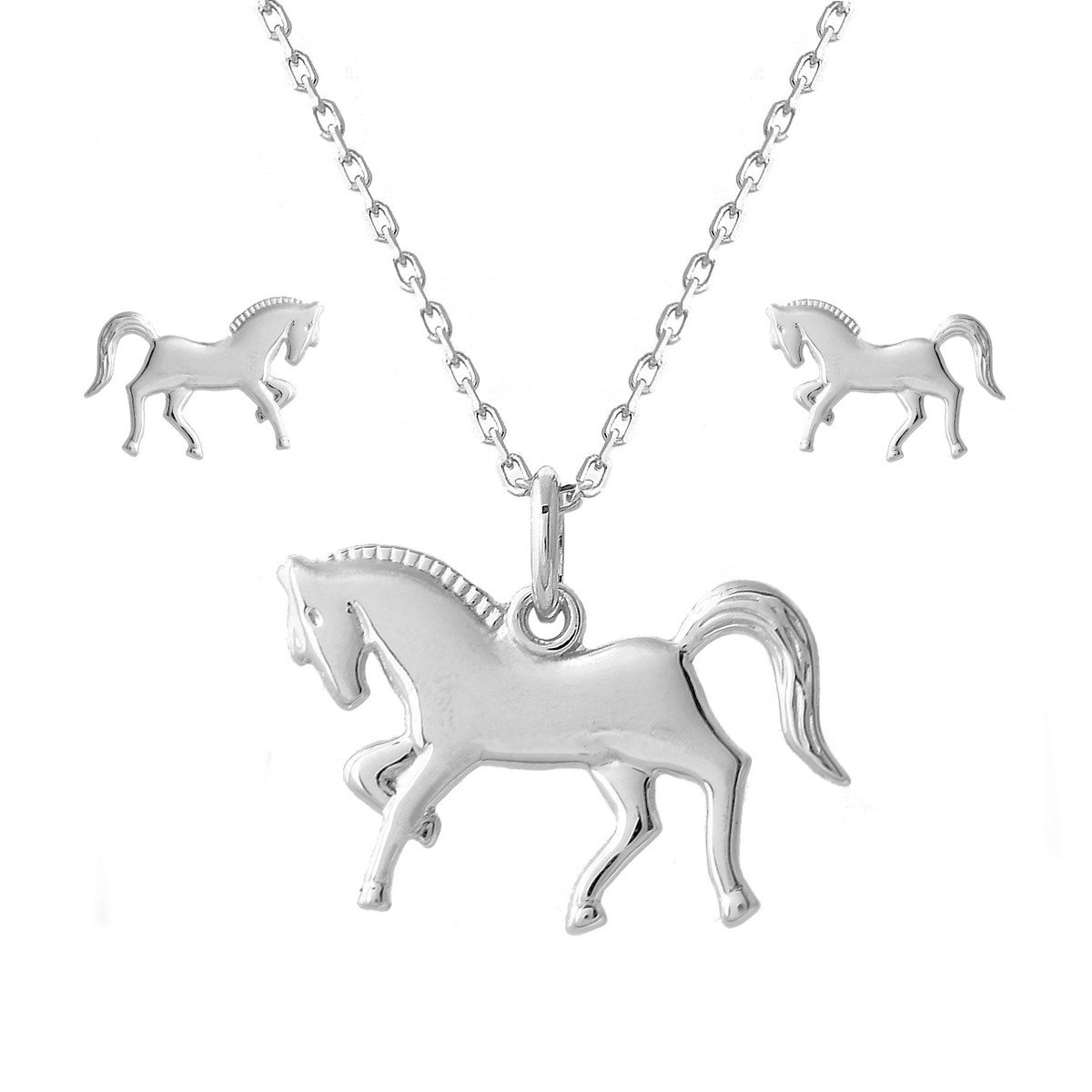 Parure cheval au galop Argent 925 Rhodié