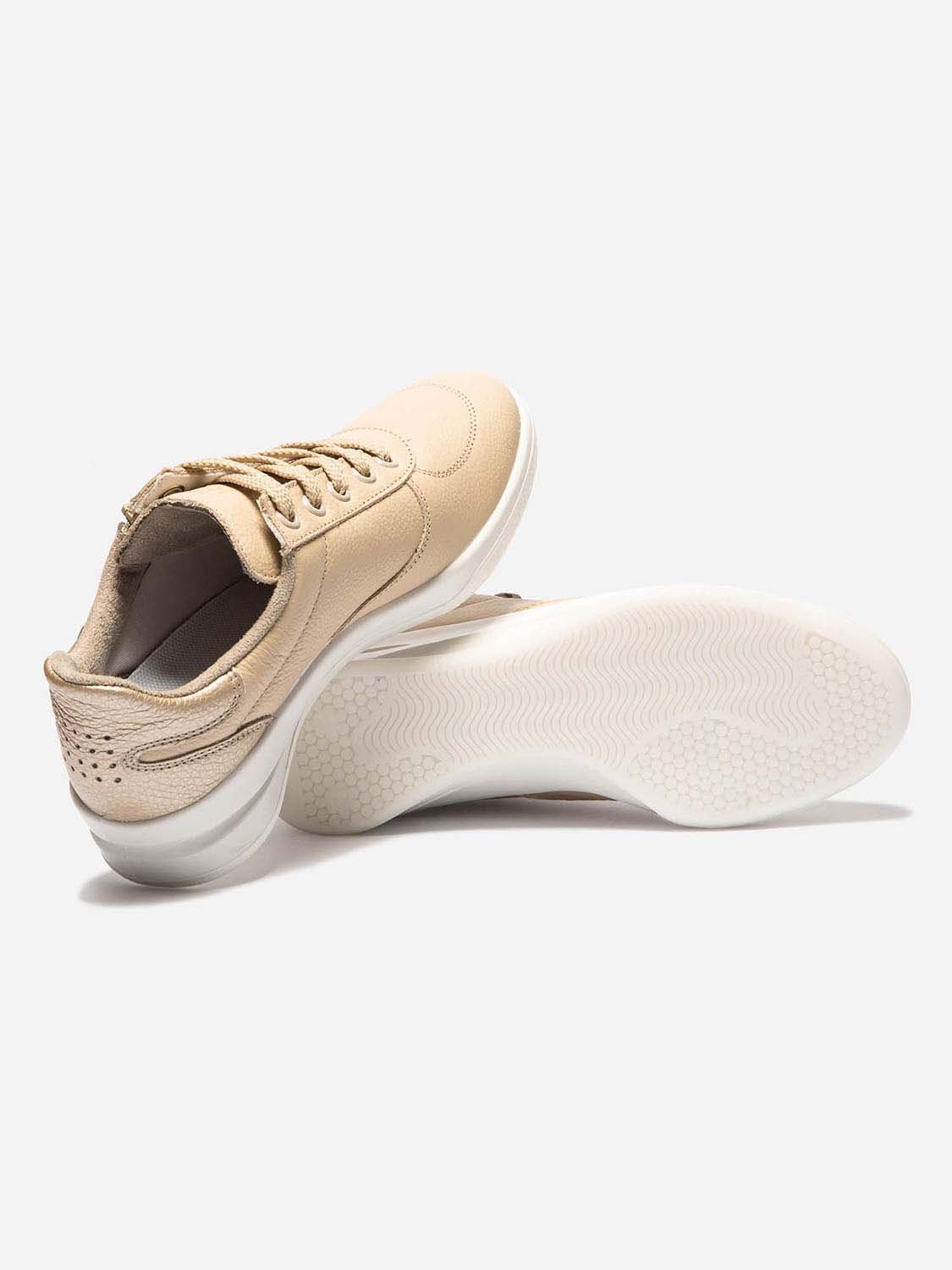 Baskets Femme Fabriquées en France Zippées Dessus Cuir Beige