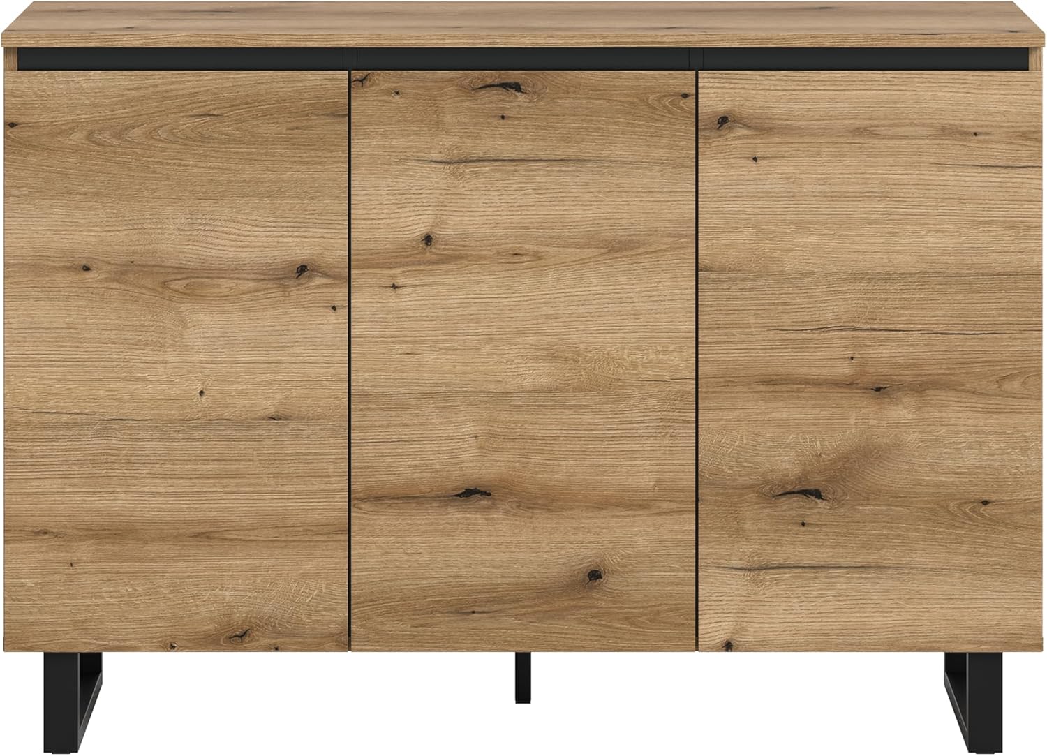 xonox.home – Sideboard Tomasa 120x84x36 cm in Evoke Oak Nachbildung und Schwarz – Natürlich wirkendes Sideboard im modernen Design – wohnlich, funktional & vielseitig einsetzbar