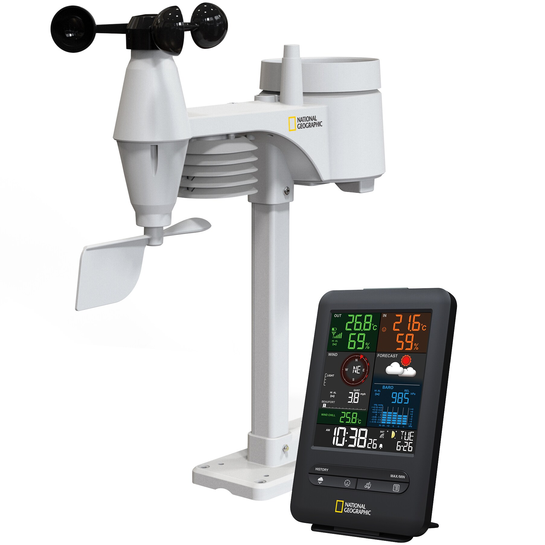 NATIONAL GEOGRAPHIC Colour-Display-Funk-Wetterstation 5-in-1