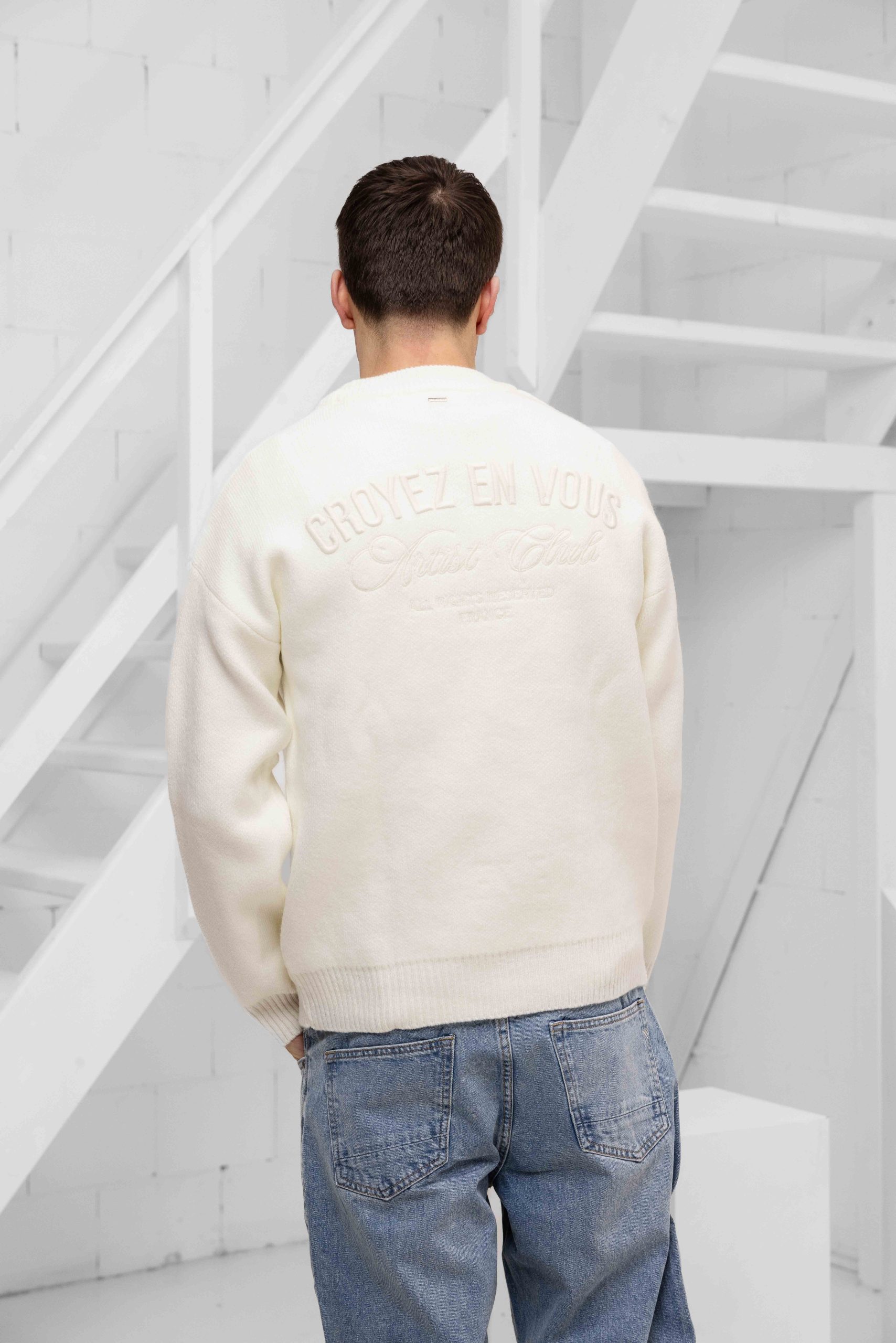 Croyez 'En Vous' Knit Sweater Heren Gebroken Wit