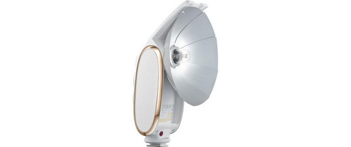 Blitzgerät Lux Senior Retro Blitz Weiss<br>Externes Retro Blitzgerät mit integriertem Akku und Universalkompatibilität