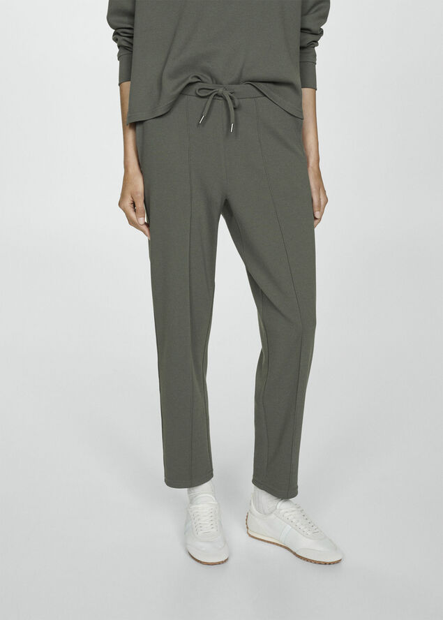 MANGO Jogger seams pants Beige - khaki