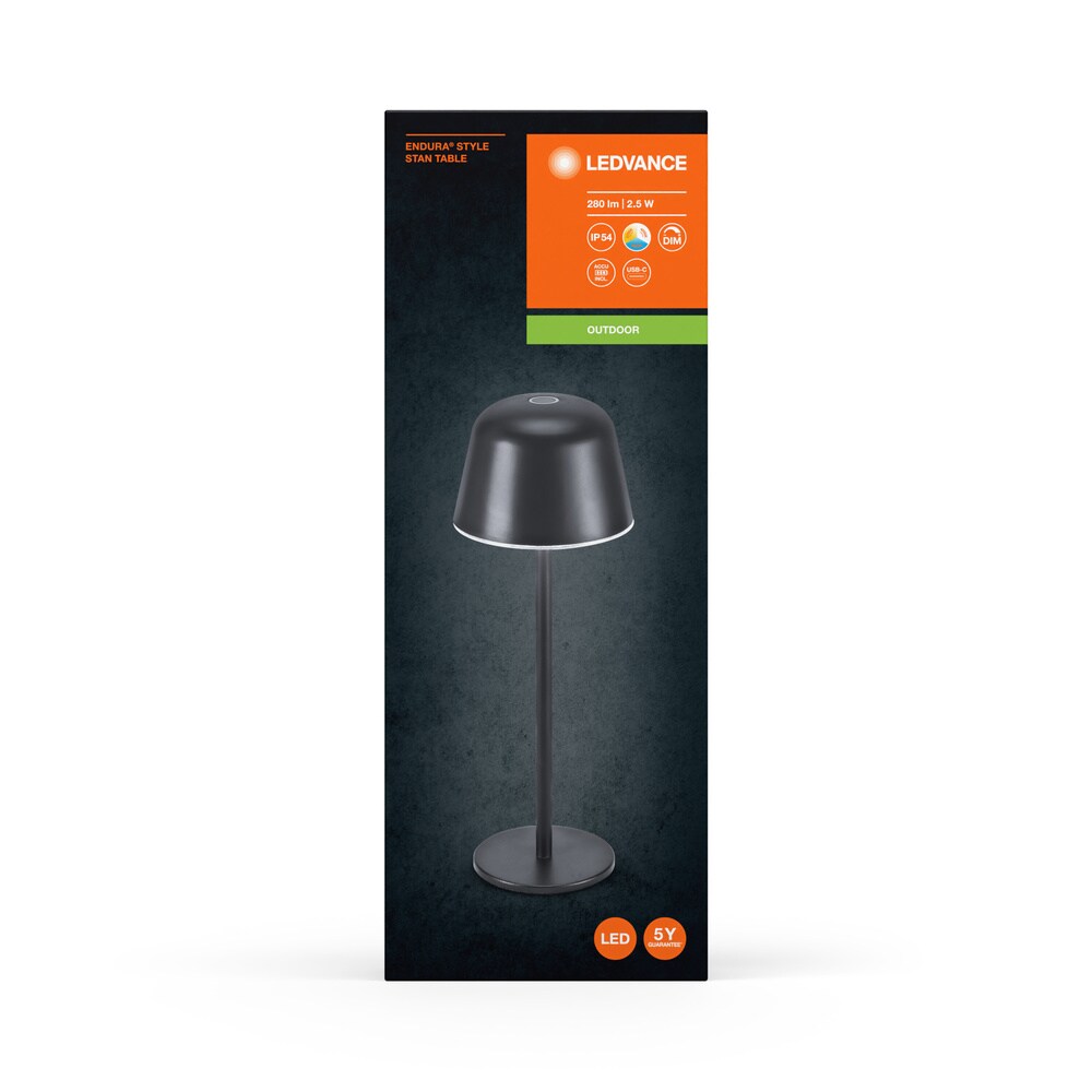 Ledvance Endura Style LED Tischlampe USB Dunkelgrau Dimmbar IP54
