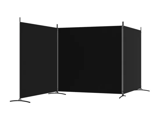 Cloison de séparation 3 panneaux Noir 525x180 cm Tissu
