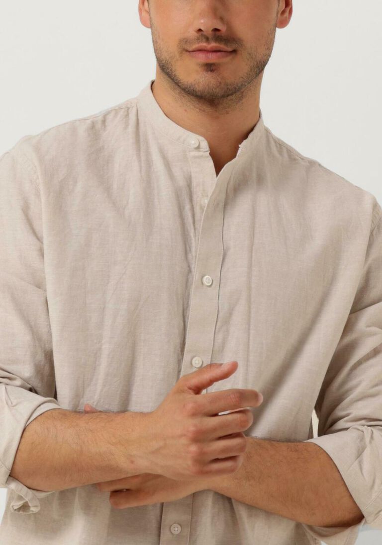 SELECTED HOMME beige selected homme casual overhemd slhregnew-linen shirt ls band