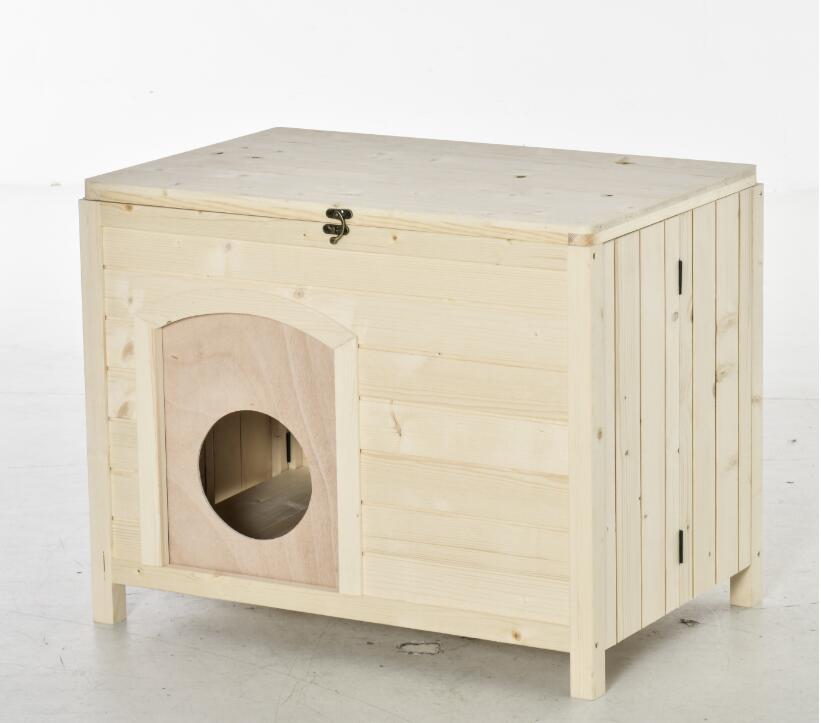 PawHut Tierhaus Faltbares Design, Natürliches Holz Natur 78 x 51 x 62 cm (LxBxH)
