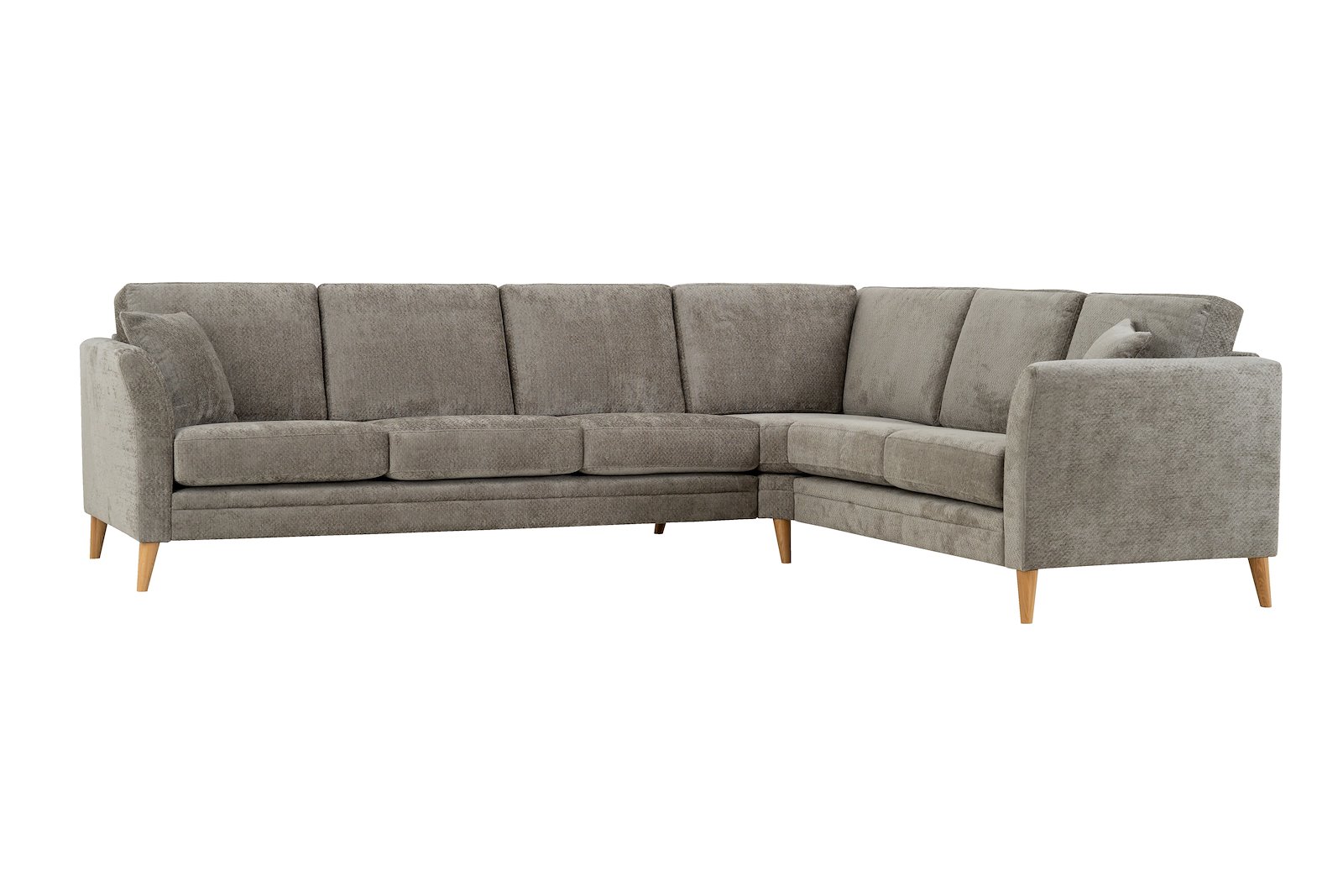 Eden hjørnesofa 32 hjørne i tekstil Movie 3/3 Warm Grey med ben i eik natur (15137).