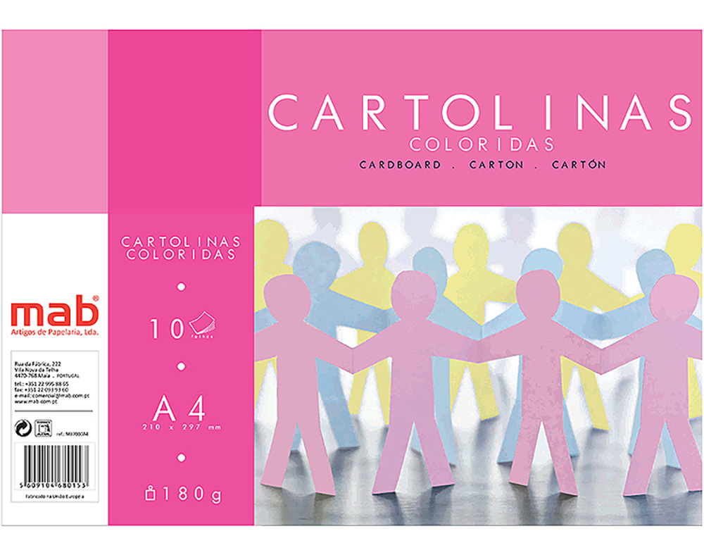 BLOCO DE CARTOLINA MAB CORES SORTIDAS A4 10 FOLHAS