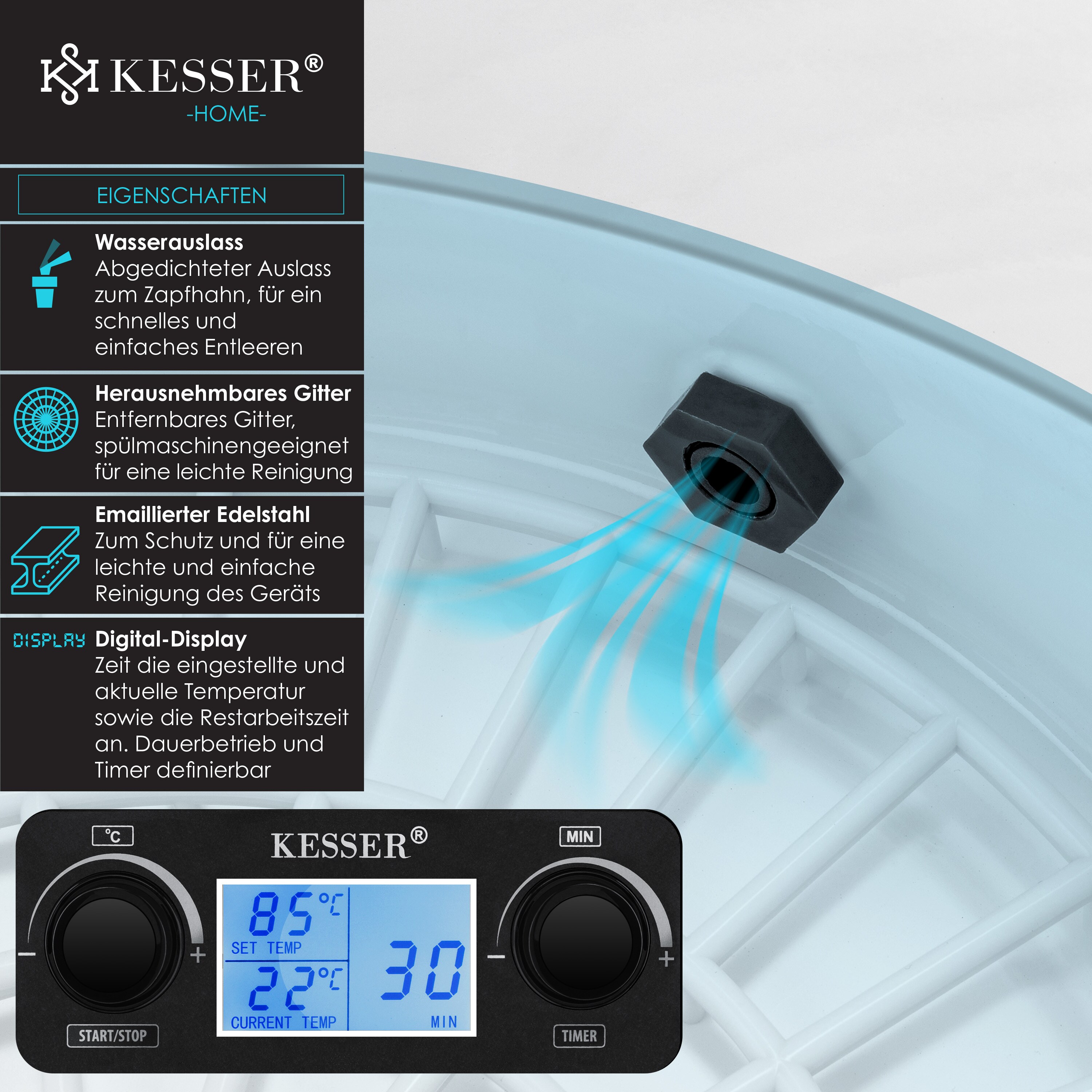 KESSER Einkochautomat 2000W 27L LCD-Display Glühweintopf Heißgetränkeautomat