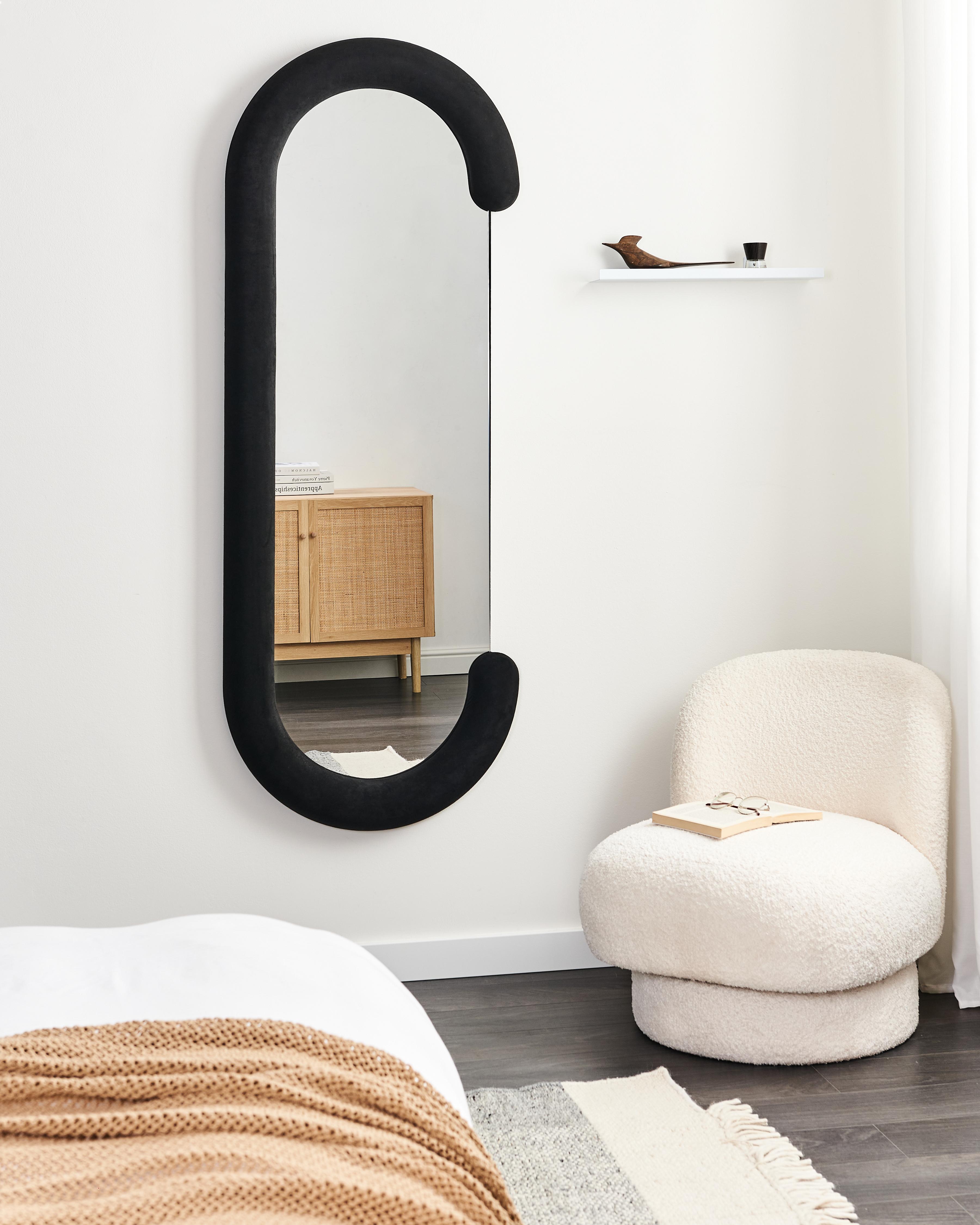 Wandspiegel LOCHES 54 cm 158 cm Fluweel Zwart