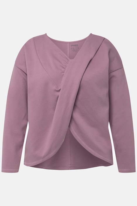 Yoga-Shirt, drapiert, V-Ausschnitt, Langarm, Biobaumwolle