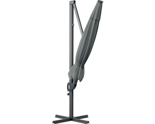 Soluna Orléans zweefparasol, Ø 300 cm, rond, donkergrijs, inclusief kruisvoet.
