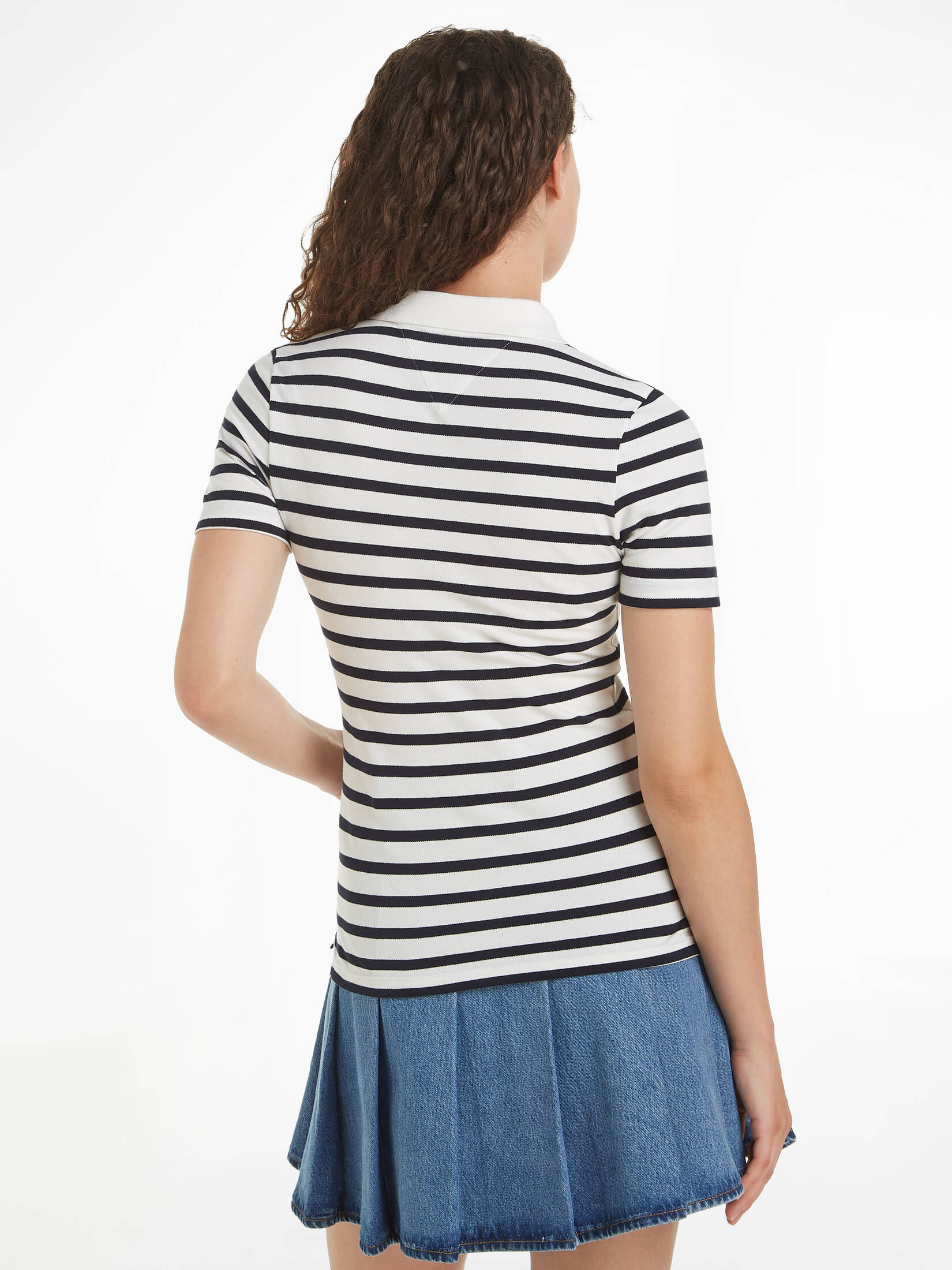Tommy Hilfiger| Damen Poloshirt 1985 SLIM PIQUE STRIPE POLO Slim Fit Kurzarm