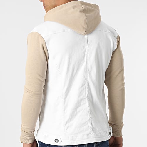Veste Jean A Capuche 2260 Beige Denim Blanc