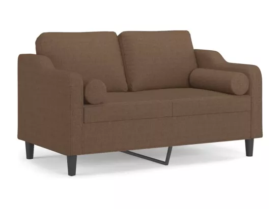 Canapé 2 places avec oreillers décoratifs marron 120 cm tissu