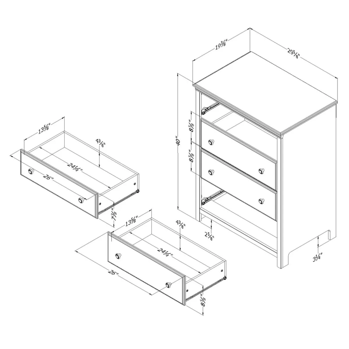South Shore Cotton Candy Commode 4 tiroirs - Blanc Solide
