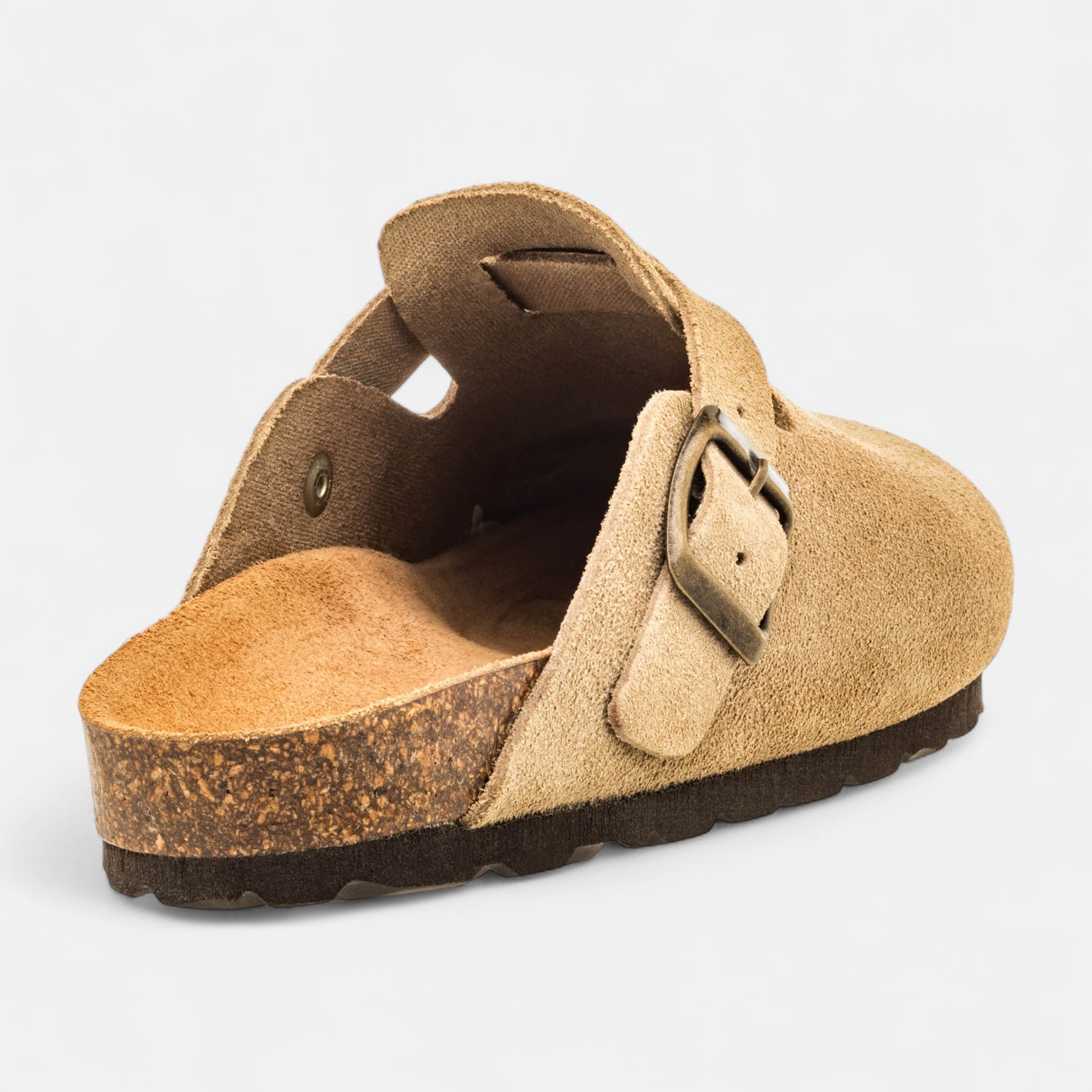 Mules semelle liège Garçon en cuir beige