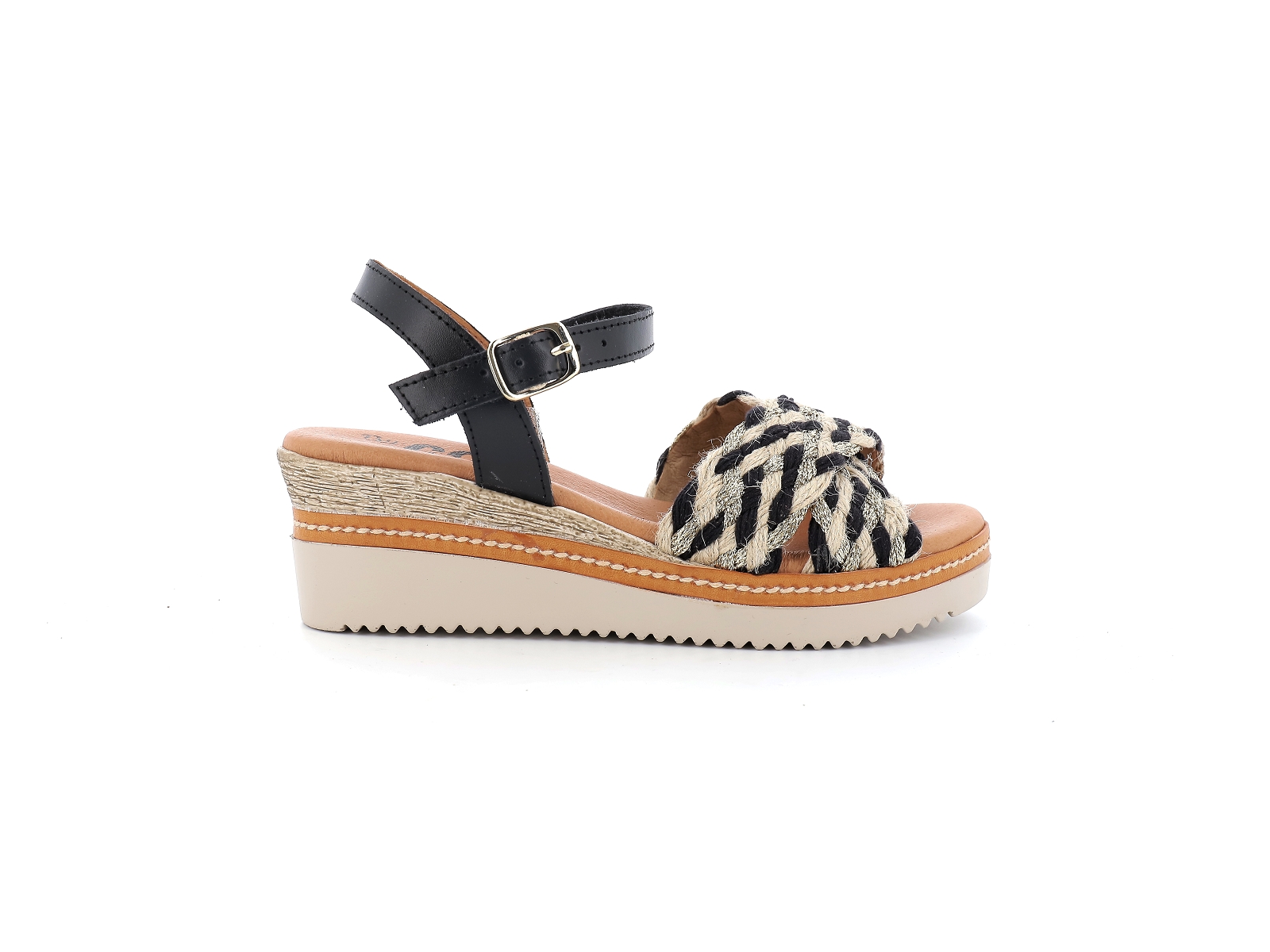 Chaussures du chateau-571 Matières combinées Noir Beige