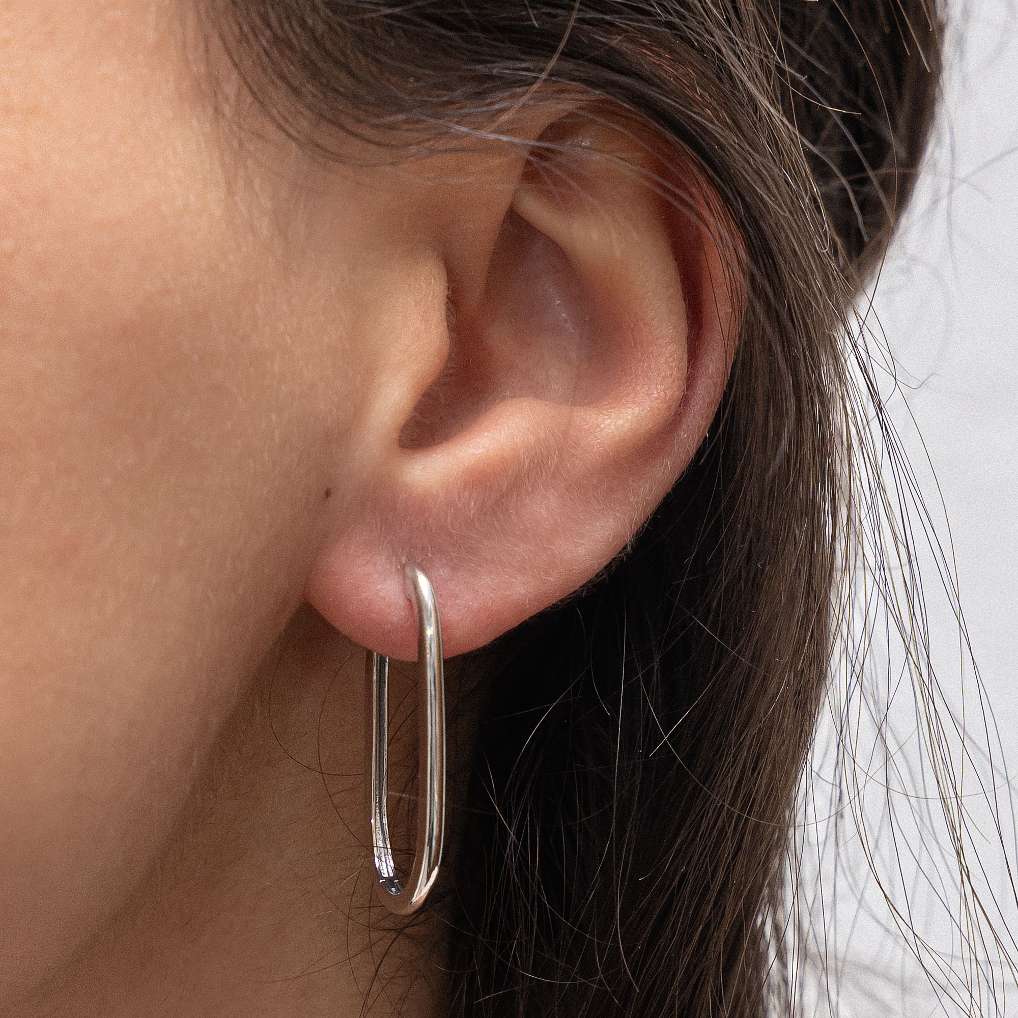 Zeeme Basic Ohrringe Silber 925 rhodiniert oval 31mm lang