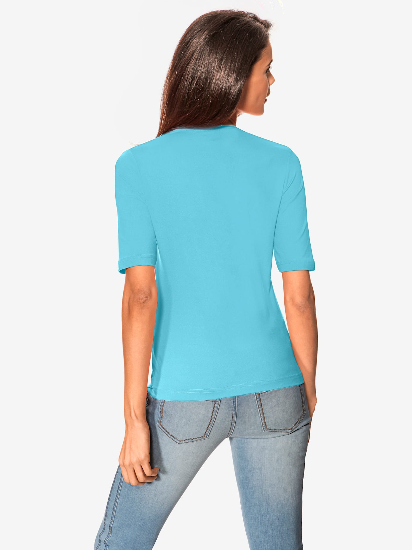 T-shirt en v manches mi-longues et encolure en v féminine