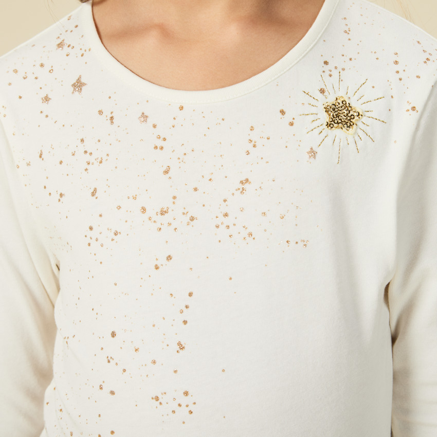 Robe manches longues effet 2 en 1 en tulle plissé pour fille