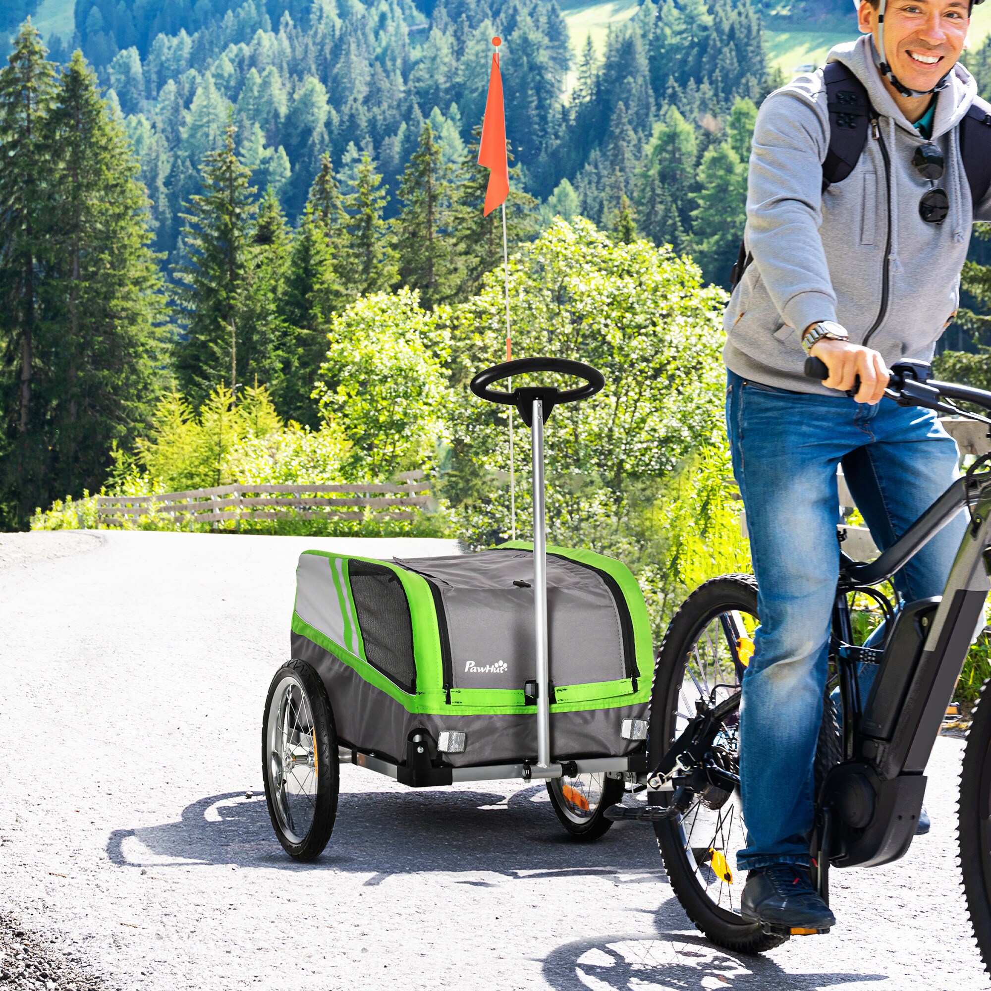 PawHut Hundeanhänger 2 in 1 Trolley 130L x 64B x 92H cm