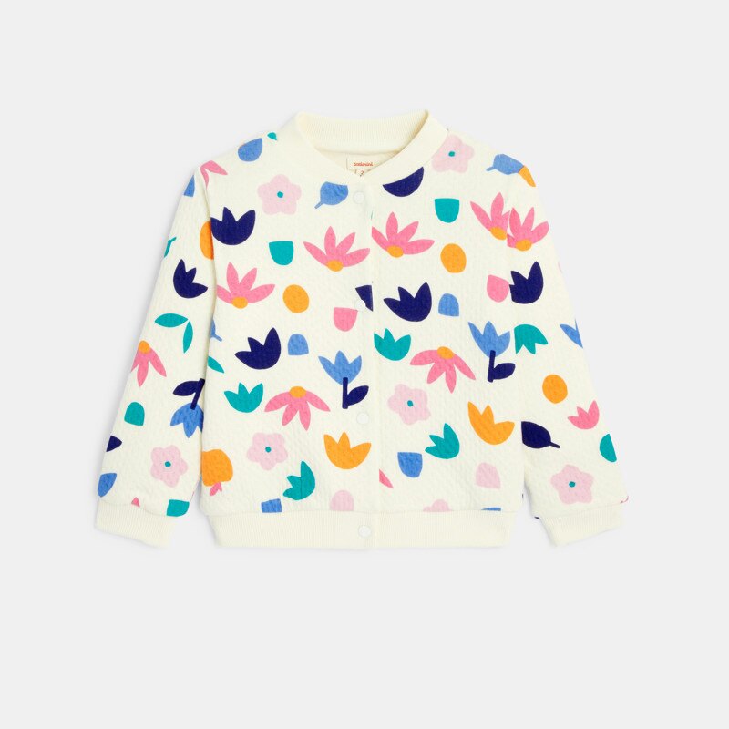 Gilet à pressions bébé fille jersey pointelle imprimé fleuri blanc Catimini Blanc