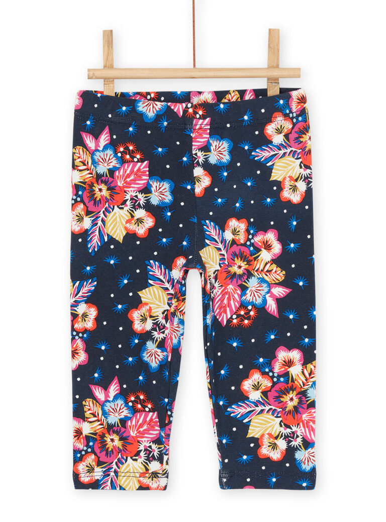 Legging noirine à imprimé fleuri multicolore