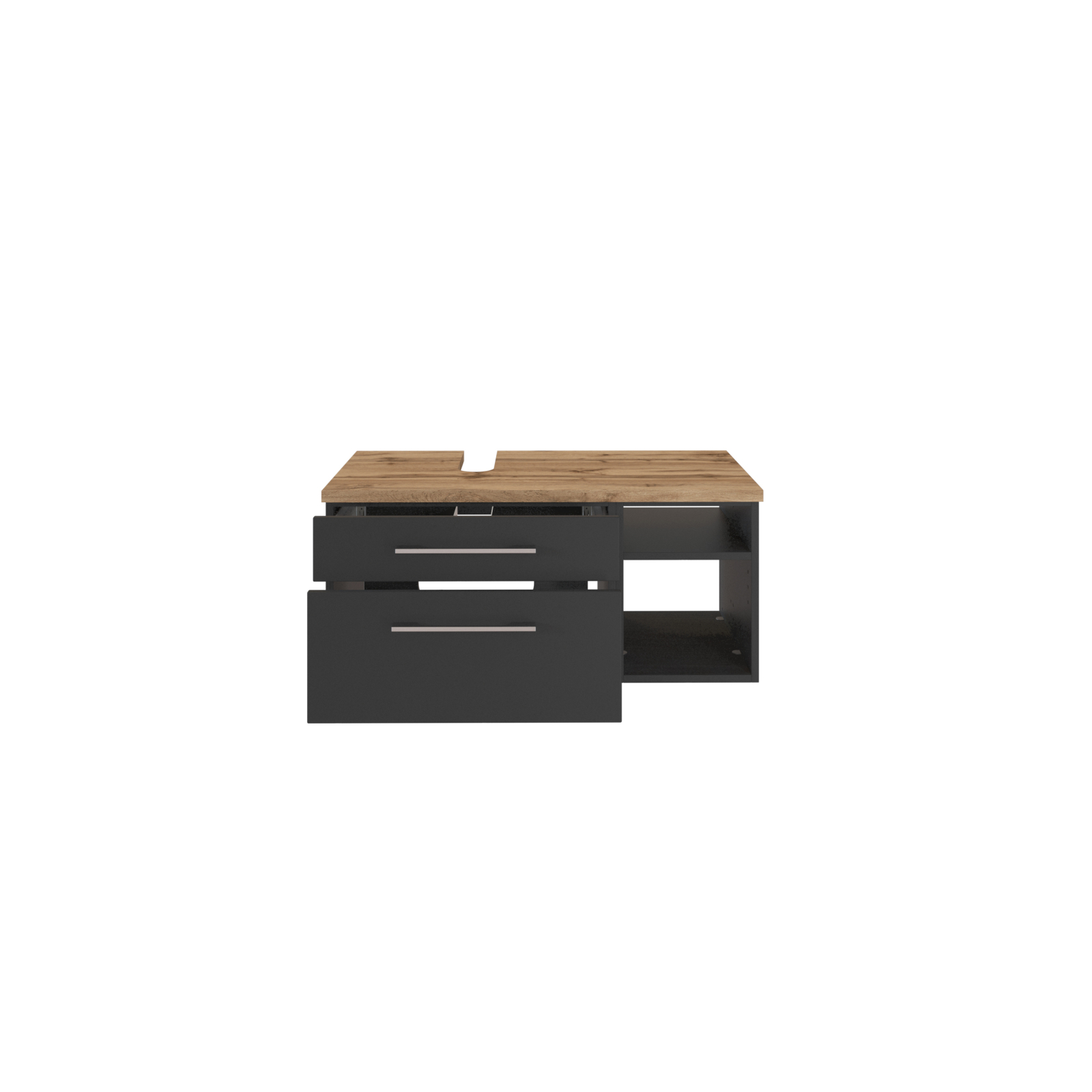 Unterbeckenschrank DAVOS - grafitgrau - Wotaneiche - 90 cm breit - links