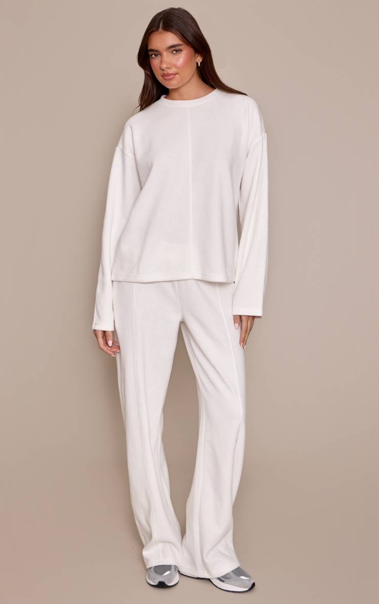 Crème Sweatshirt Côtelé Doux