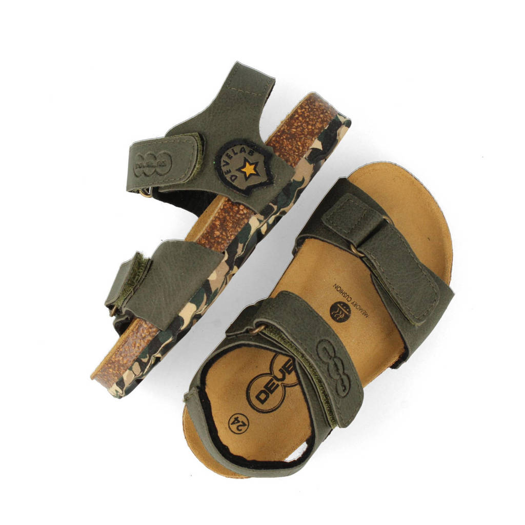 Develab 48319leren sandalen donkergroen