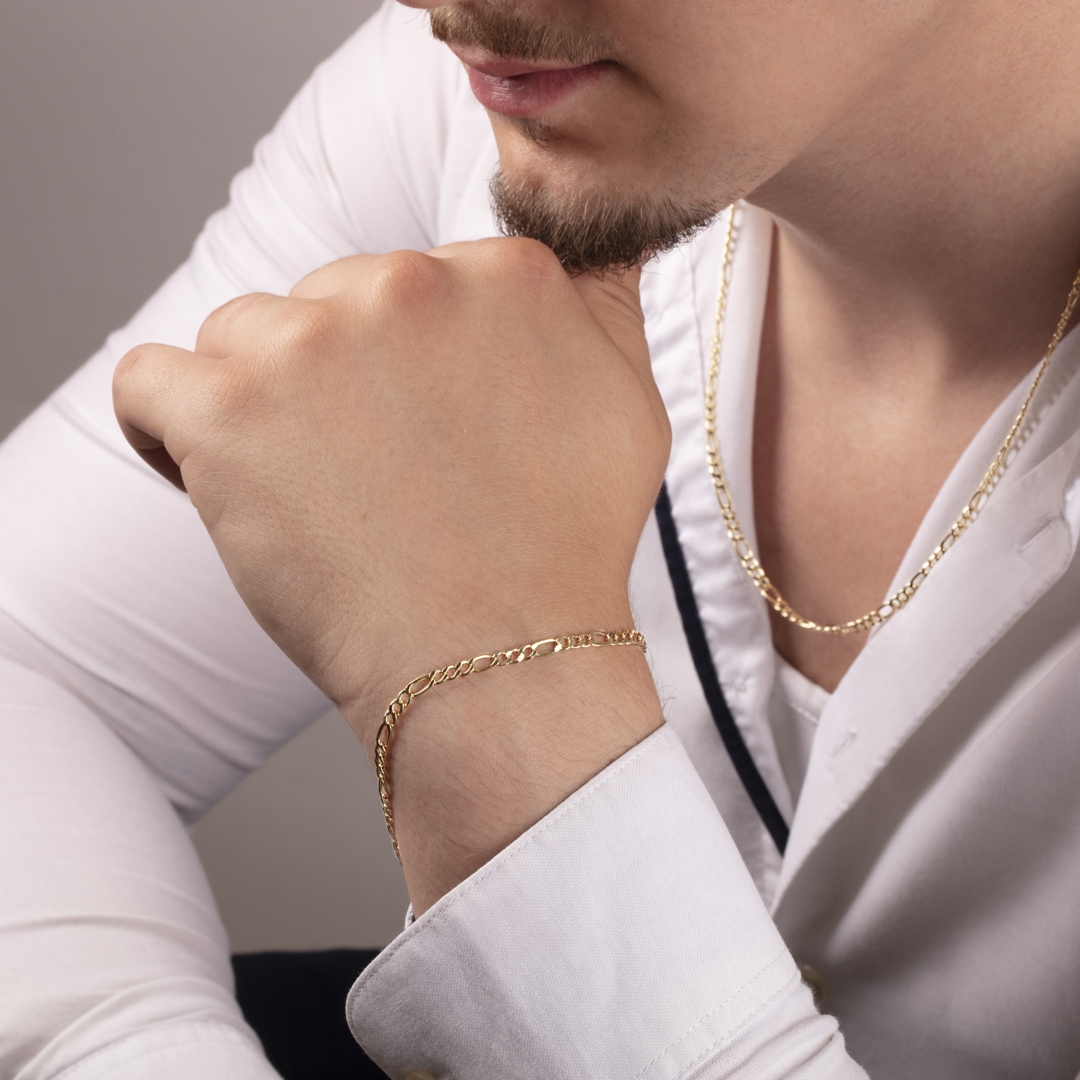 3.3mm Figaroarmband 750/18 K Gelbgold halbmassiv