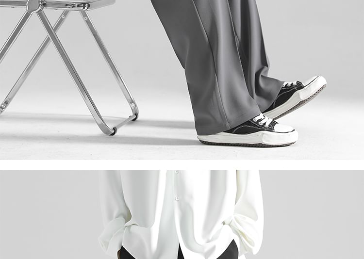 Naideth - Hoge taille effen wijde broek