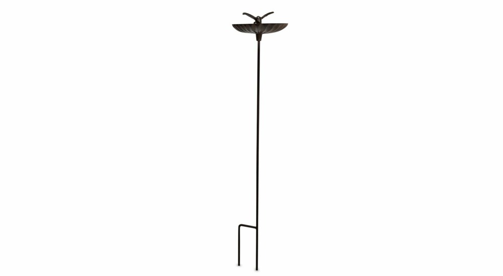 Abreuvoir oiseau sur pied fonte fonte marron 15.5x14x78cm