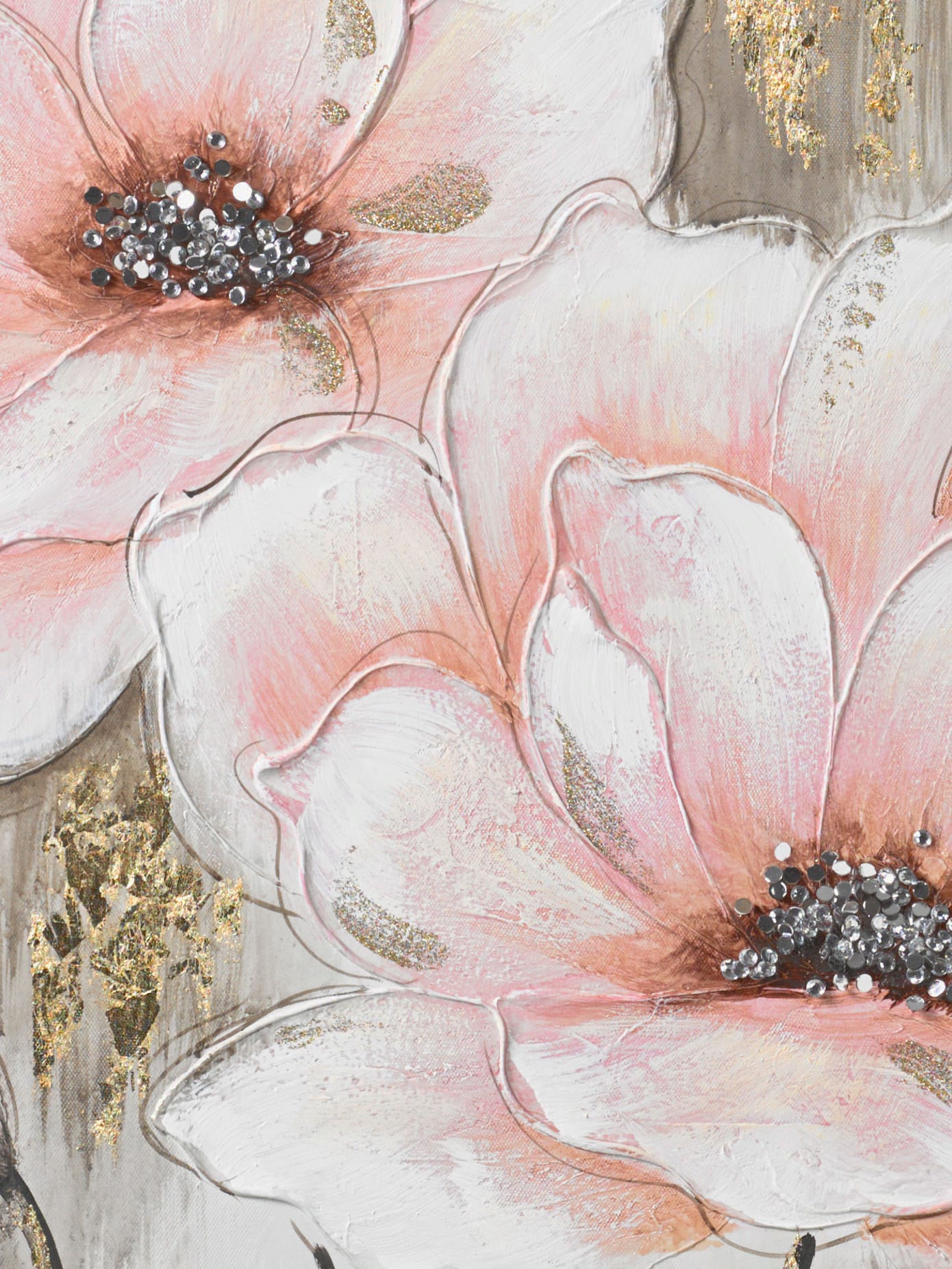 Peinture originale cœur de fleur, effet brillant