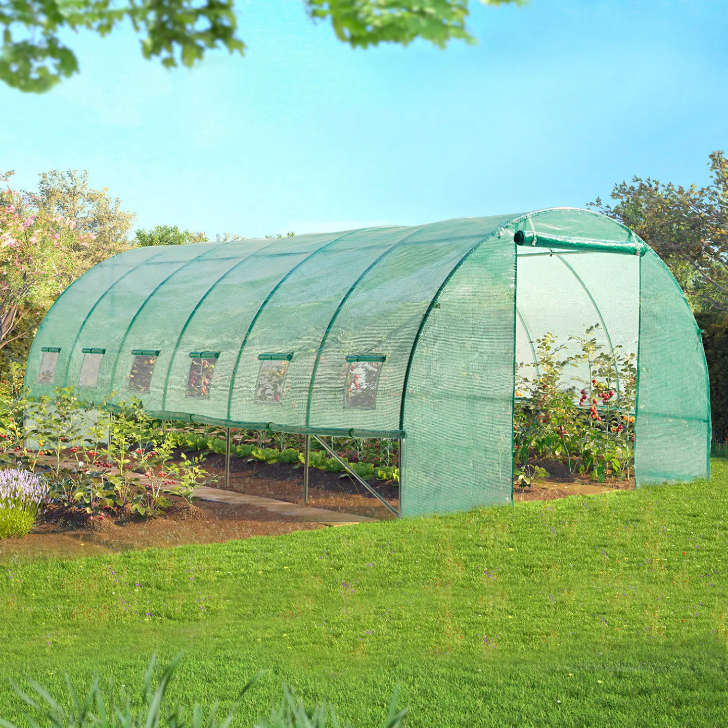 Serre tunnel de jardin 4 saisons 18M² verte gamme maraîchère CRIMÉE 6x3M