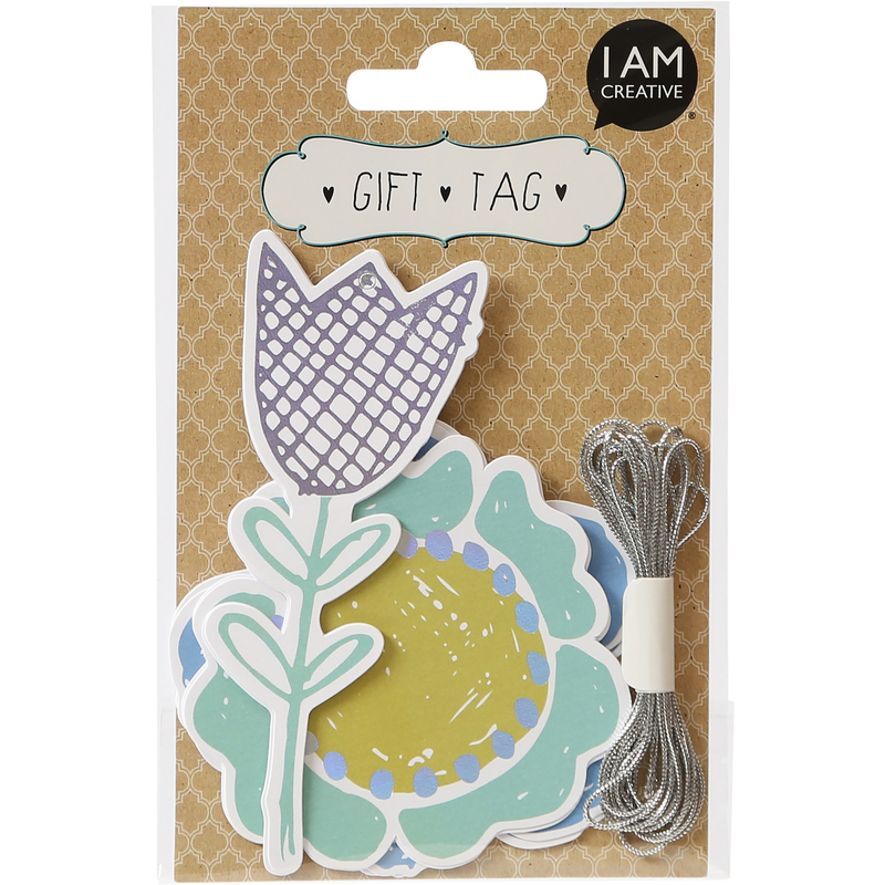 I AM CREATIVE Geschenkanhänger, Blume, 9 Stück