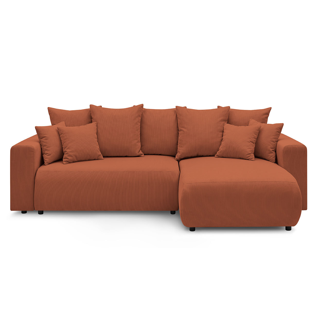 Bobochic Canapé d'angle convertible reversible velours côtelé Envy orange - 282x153x95 cm
